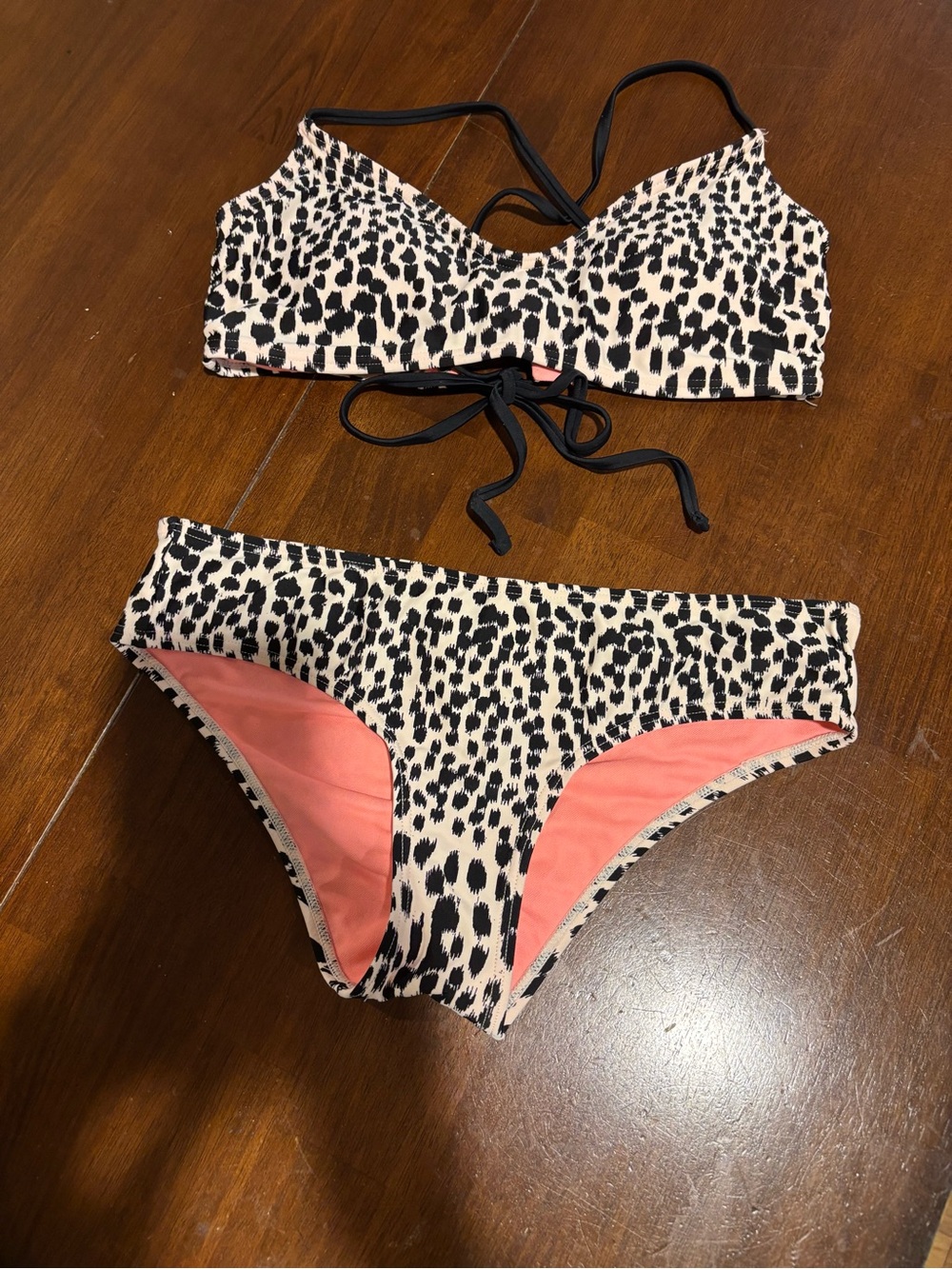 Leopard Print Bikini Set with Peach Lining